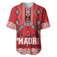 Toitu Te Tiriti Waitangi Baseball Jersey Red Wharenui House LT9 Red - Polynesian Pride