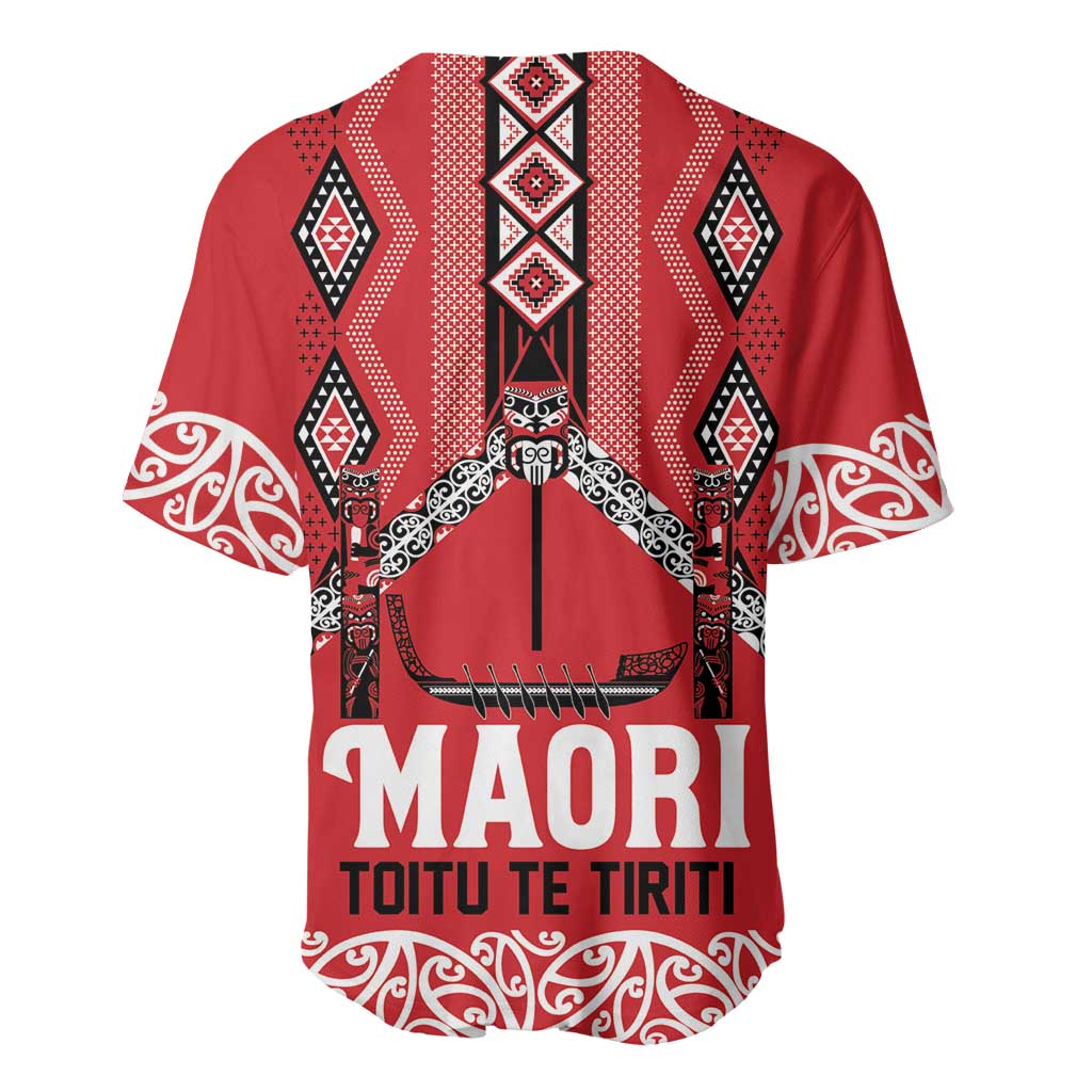 Toitu Te Tiriti Waitangi Baseball Jersey Red Wharenui House LT9 - Polynesian Pride