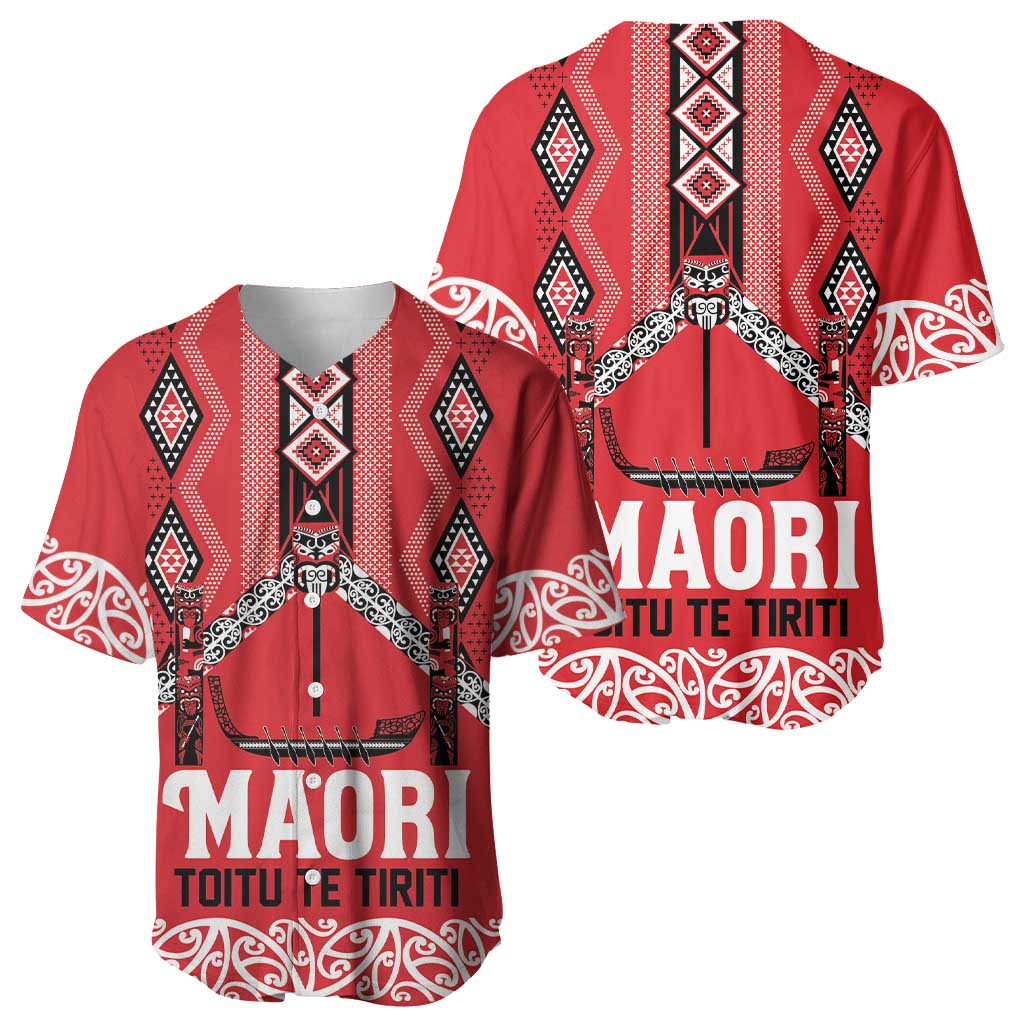 Toitu Te Tiriti Waitangi Baseball Jersey Red Wharenui House LT9 - Polynesian Pride