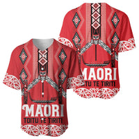 Toitu Te Tiriti Waitangi Baseball Jersey Red Wharenui House LT9 - Polynesian Pride