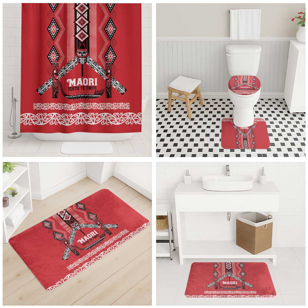 Toitu Te Tiriti Waitangi Bathroom Set Red Wharenui House LT9 - Polynesian Pride