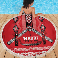 Toitu Te Tiriti Waitangi Beach Blanket Red Wharenui House LT9 - Polynesian Pride