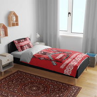 Toitu Te Tiriti Waitangi Bedding Set Red Wharenui House - Polynesian Pride