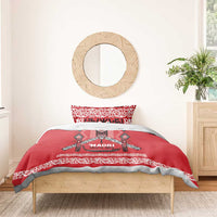 Toitu Te Tiriti Waitangi Bedding Set Red Wharenui House - Polynesian Pride