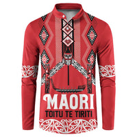 Toitu Te Tiriti Waitangi Button Sweatshirt Red Wharenui House - Polynesian Pride