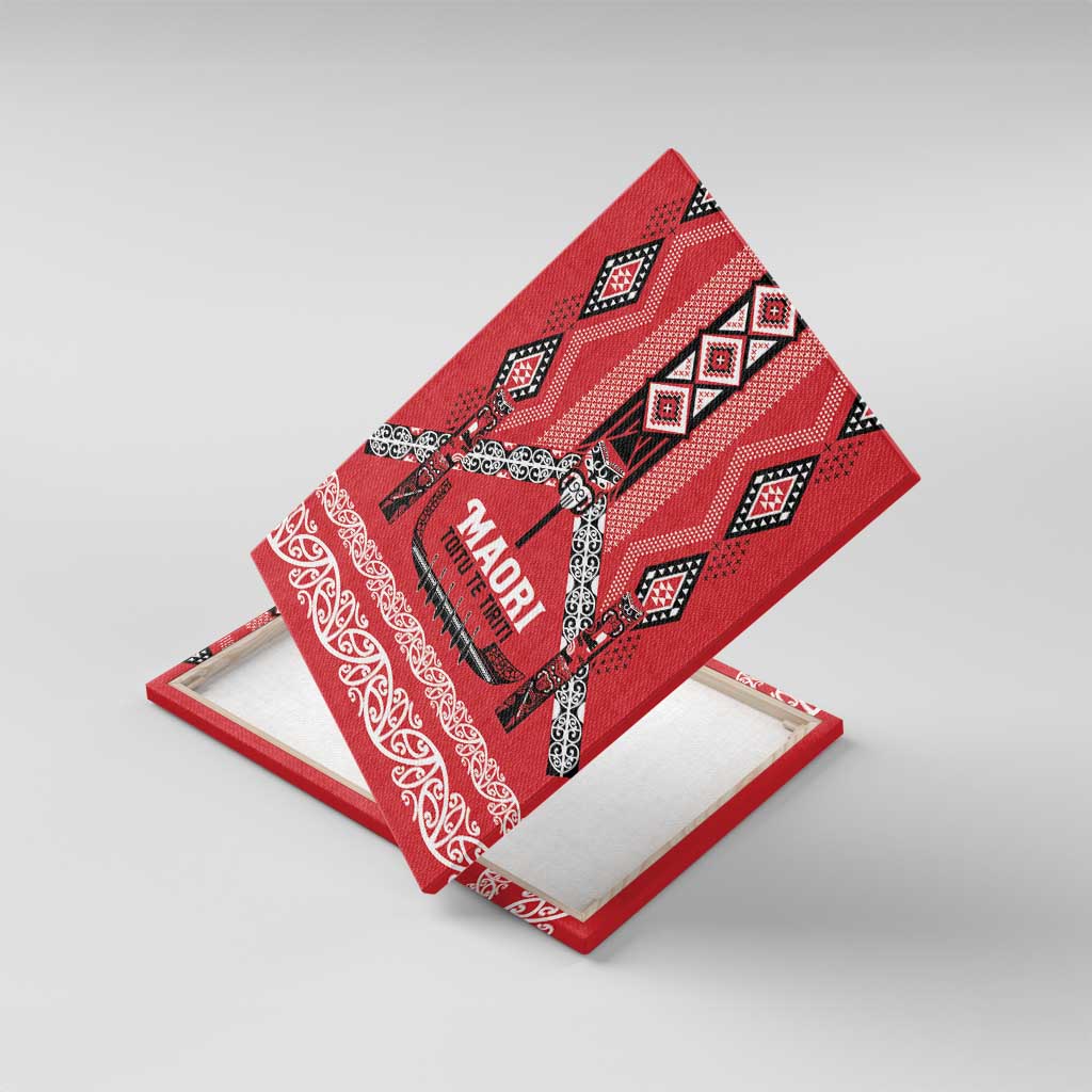 Toitu Te Tiriti Waitangi Canvas Wall Art Red Wharenui House - Polynesian Pride