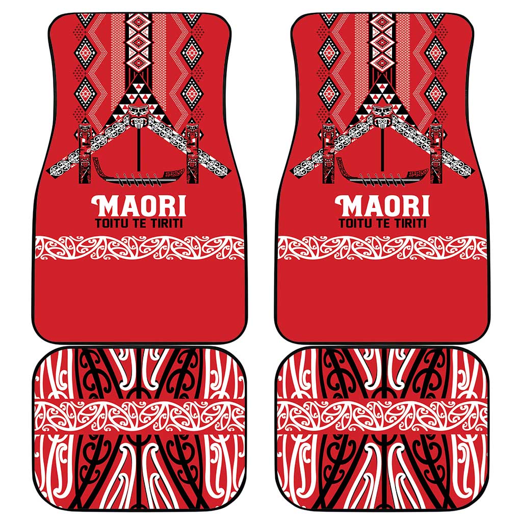 Toitu Te Tiriti Waitangi Car Mats Red Wharenui House LT9 - Polynesian Pride