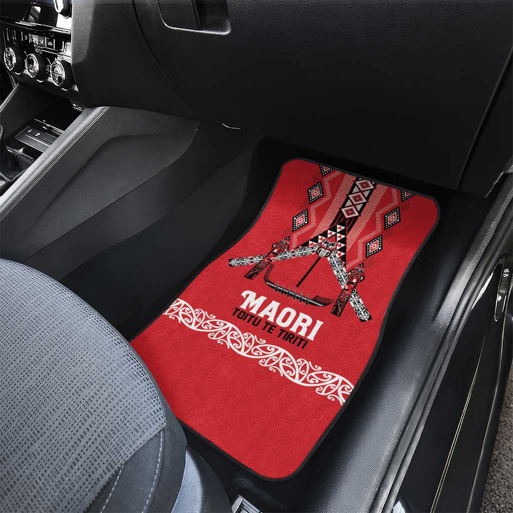 Toitu Te Tiriti Waitangi Car Mats Red Wharenui House LT9 - Polynesian Pride