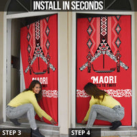 Toitu Te Tiriti Waitangi Door Cover Red Wharenui House LT9 - Polynesian Pride