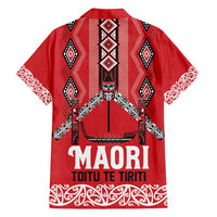 Toitu Te Tiriti Waitangi Family Matching Long Sleeve Bodycon Dress and Hawaiian Shirt Red Wharenui House LT9 - Polynesian Pride