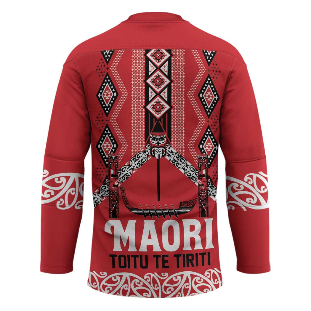 Toitu Te Tiriti Waitangi Hockey Jersey Red Wharenui House LT9 - Polynesian Pride