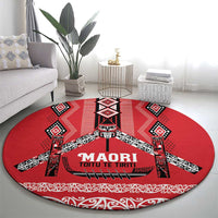 Toitu Te Tiriti Waitangi Round Carpet Red Wharenui House - Polynesian Pride