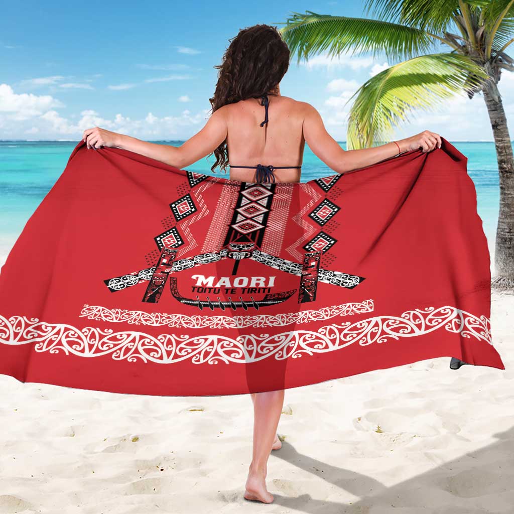 Toitu Te Tiriti Waitangi Sarong Red Wharenui House LT9 - Polynesian Pride
