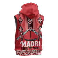 Toitu Te Tiriti Waitangi Sleeveless Hoodie Red Wharenui House LT9 - Polynesian Pride