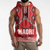 Toitu Te Tiriti Waitangi Sleeveless Hoodie Red Wharenui House LT9 - Polynesian Pride