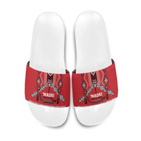 Toitu Te Tiriti Waitangi Slide Sandals Red Wharenui House LT9 Red - Polynesian Pride