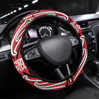 Toitu Te Tiriti Waitangi Steering Wheel Cover Red Wharenui House - Polynesian Pride