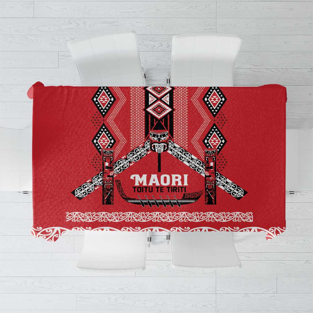 Toitu Te Tiriti Waitangi Tablecloth Red Wharenui House - Polynesian Pride