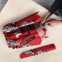 Toitu Te Tiriti Waitangi Umbrella Red Wharenui House LT9 - Polynesian Pride