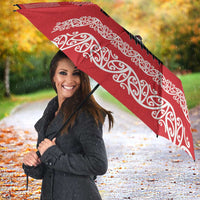 Toitu Te Tiriti Waitangi Umbrella Red Wharenui House LT9 - Polynesian Pride