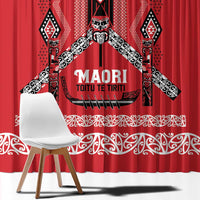 Toitu Te Tiriti Waitangi Window Curtain Red Wharenui House LT9 - Polynesian Pride