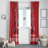 Toitu Te Tiriti Waitangi Window Curtain Red Wharenui House LT9 - Polynesian Pride