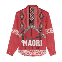 Toitu Te Tiriti Waitangi Women Casual Shirt Red Wharenui House LT9 - Polynesian Pride