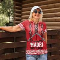 Toitu Te Tiriti Waitangi Women Polo Shirt Red Wharenui House LT9 - Polynesian Pride