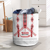 Toitu Te Tiriti Waitangi Laundry Basket White Wharenui House LT9 white - Polynesian Pride