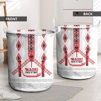 Toitu Te Tiriti Waitangi Laundry Basket White Wharenui House LT9 - Polynesian Pride