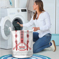 Toitu Te Tiriti Waitangi Laundry Basket White Wharenui House LT9 - Polynesian Pride