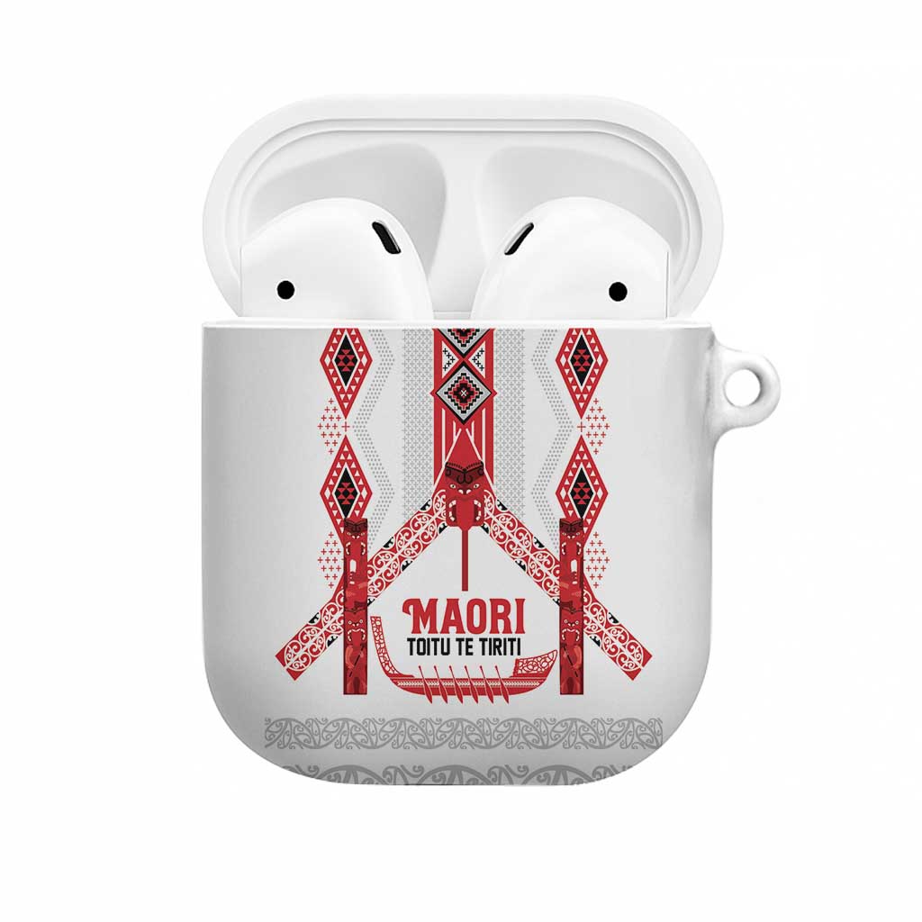 Toitu Te Tiriti Waitangi AirPods Case White Wharenui House - Polynesian Pride