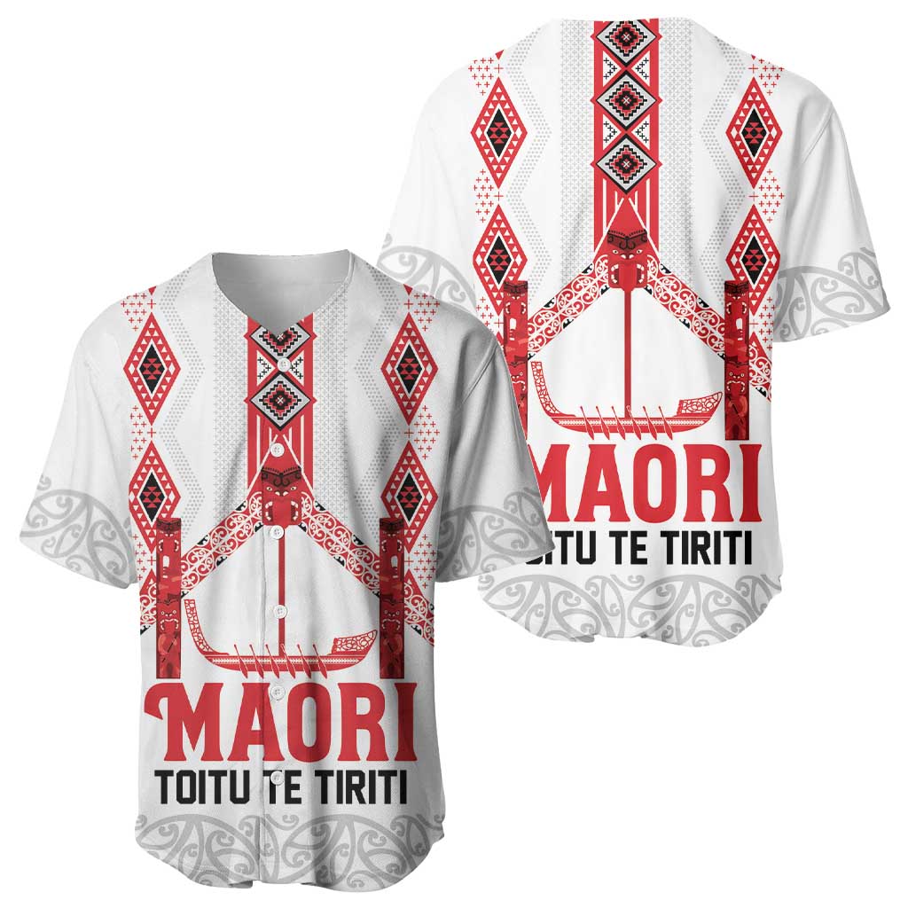 Toitu Te Tiriti Waitangi Baseball Jersey White Wharenui House LT9 - Polynesian Pride