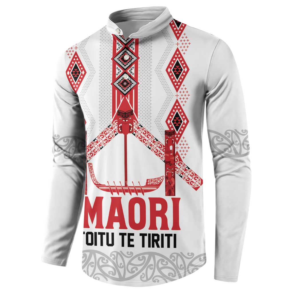 Toitu Te Tiriti Waitangi Button Sweatshirt White Wharenui House - Polynesian Pride