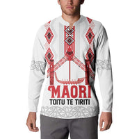 Toitu Te Tiriti Waitangi Button Sweatshirt White Wharenui House - Polynesian Pride