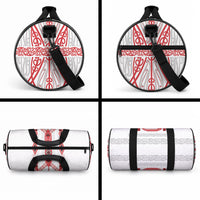 Toitu Te Tiriti Waitangi Duffle Bag White Wharenui House LT9 - Polynesian Pride