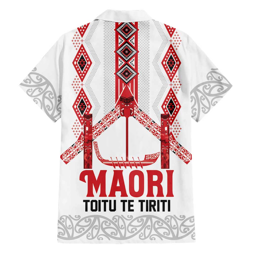 Toitu Te Tiriti Waitangi Hawaiian Shirt White Wharenui House - Polynesian Pride