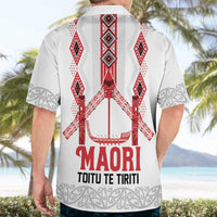 Toitu Te Tiriti Waitangi Hawaiian Shirt White Wharenui House - Polynesian Pride