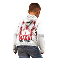 Toitu Te Tiriti Waitangi Kid Hoodie White Wharenui House LT9 - Polynesian Pride