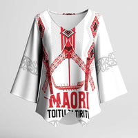 Toitu Te Tiriti Waitangi Kimono Sleeve Blouse White Wharenui House LT9 Female white - Polynesian Pride