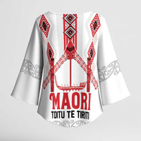 Toitu Te Tiriti Waitangi Kimono Sleeve Blouse White Wharenui House LT9 - Polynesian Pride