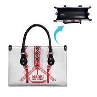 Toitu Te Tiriti Waitangi Leather Bag White Wharenui House LT9 - Polynesian Pride