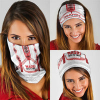 Toitu Te Tiriti Waitangi Neck Gaiter White Wharenui House LT9 - Polynesian Pride