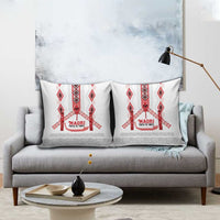 Toitu Te Tiriti Waitangi Pillow Cover White Wharenui House LT9 - Polynesian Pride