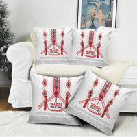 Toitu Te Tiriti Waitangi Pillow Cover White Wharenui House LT9 - Polynesian Pride