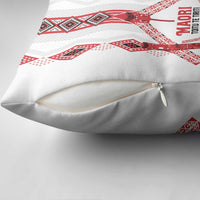 Toitu Te Tiriti Waitangi Pillow Cover White Wharenui House LT9 - Polynesian Pride