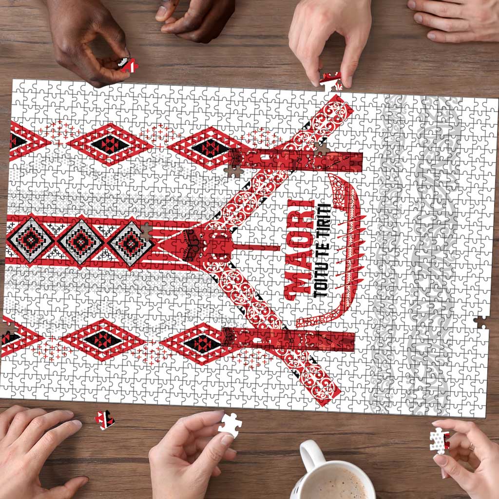 Toitu Te Tiriti Waitangi Puzzle White Wharenui House LT9 - Polynesian Pride
