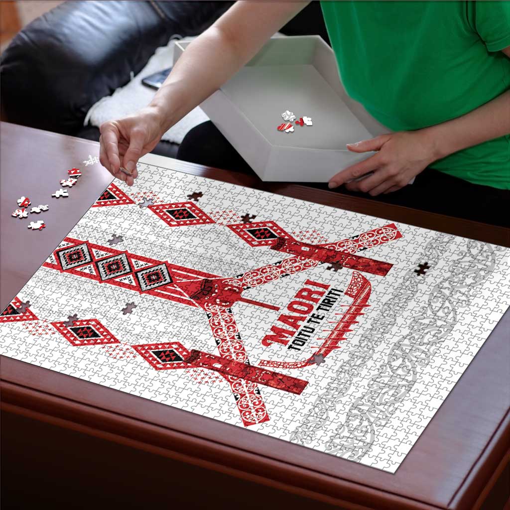 Toitu Te Tiriti Waitangi Puzzle White Wharenui House LT9 - Polynesian Pride