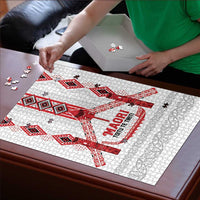 Toitu Te Tiriti Waitangi Puzzle White Wharenui House LT9 - Polynesian Pride