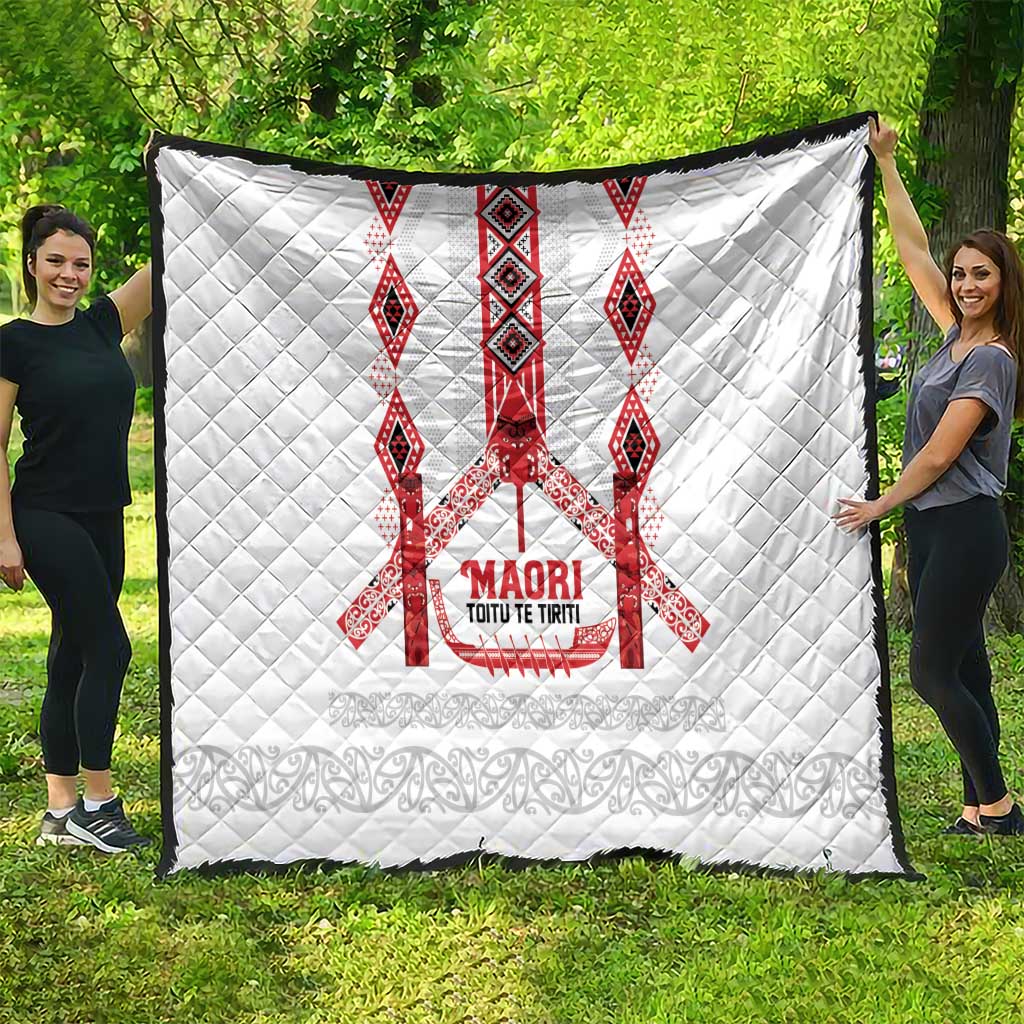 Toitu Te Tiriti Waitangi Quilt White Wharenui House LT9 - Polynesian Pride
